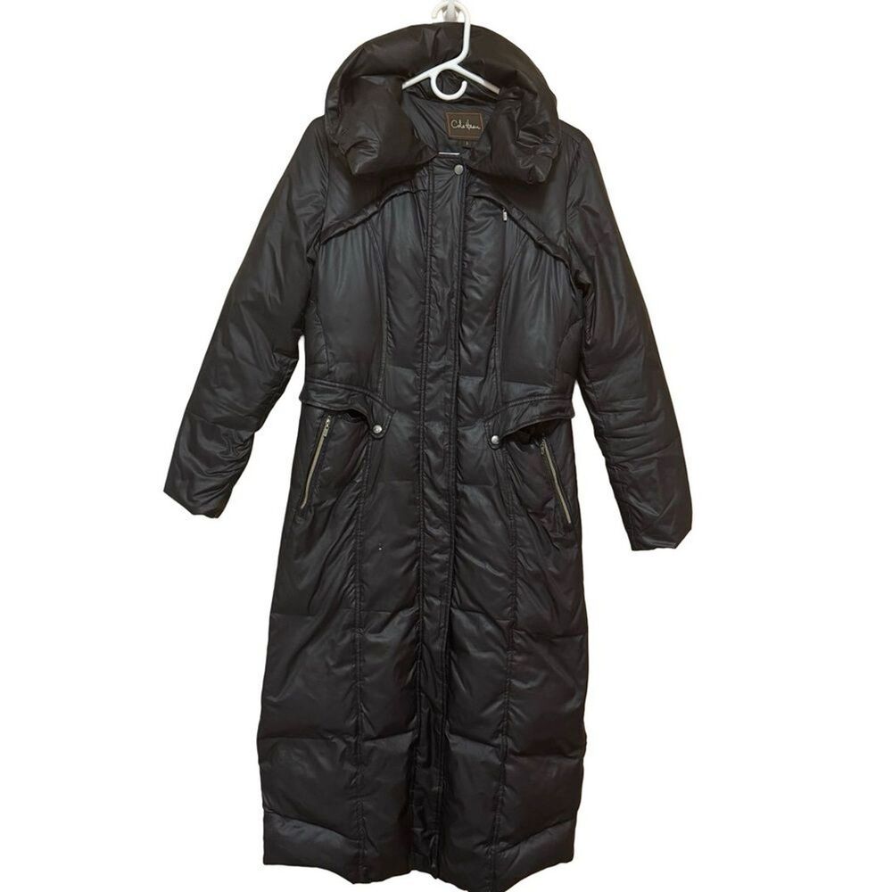 Cole Haan Down Puffer Coat Women’s S Black Detachable Hood Flawed